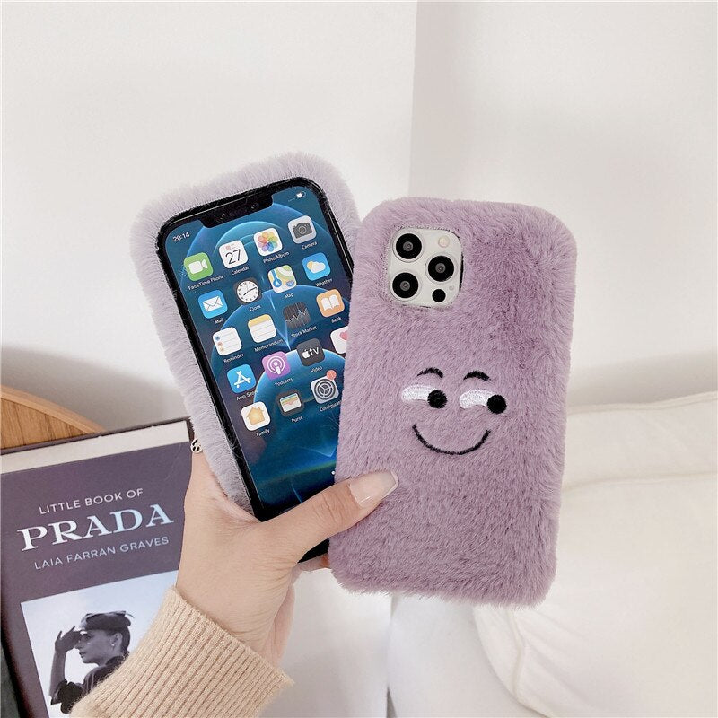 Case Fluffly de Pelúcia sorridente para Iphone