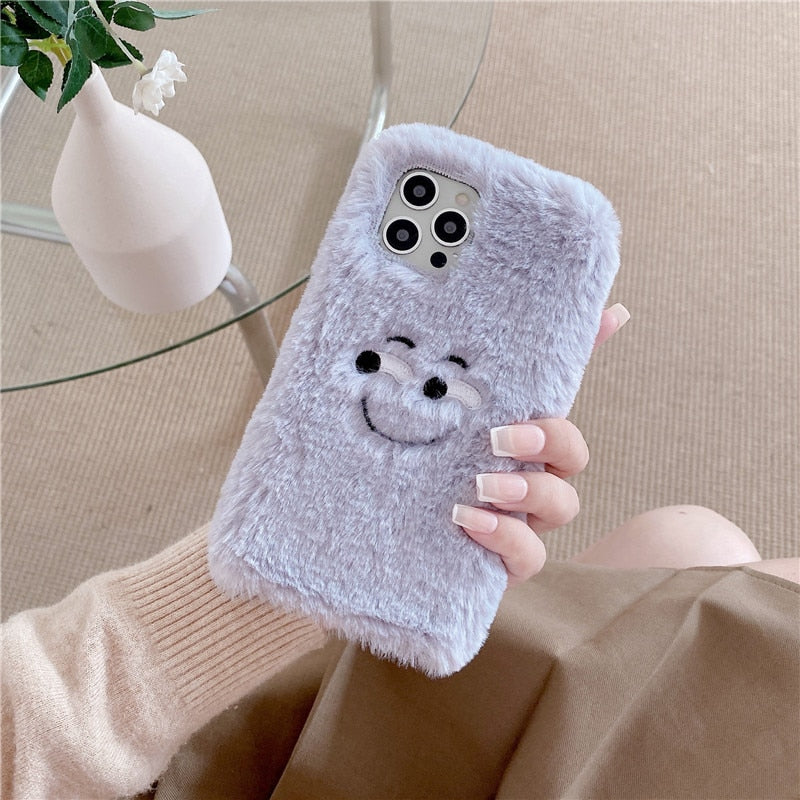 Case Fluffly de Pelúcia sorridente para Iphone